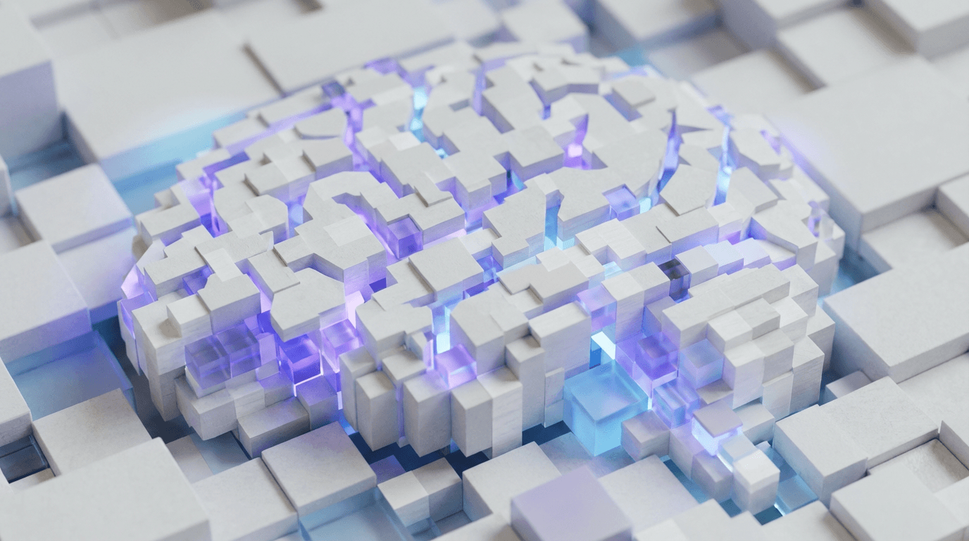 Abstract brain composed of geometric pieces representing AI